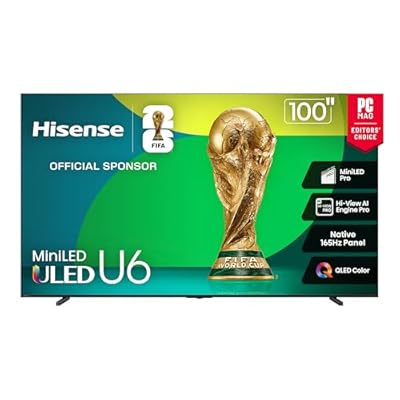 Hisense 100" Class U6 Series Best Value Mini-LED 4K UHD Smart HDR Gaming Fire TV (100U65QF, 2025 Model) - QLED, Native 144Hz, Anti-Glare, Dolby Vision IQ, Dolby Atmos, Game Mode Pro, Alexa Built in