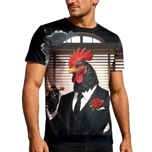 Camiseta de manga corta para hombre con impresión 3D, cuello redondo, tops de moda, agricultura, granja, ropa de calle, camisetas informales, camisetas divertidas de pollos artísticos, impresión