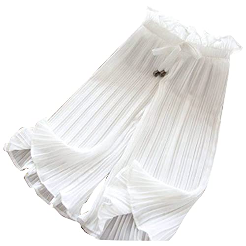 Toddler Girls Solid Color Pants Elastic Waist Pleated Boho Trendy Casual Flowy Palazzo Pants Soft Baggy Comfy Trousers