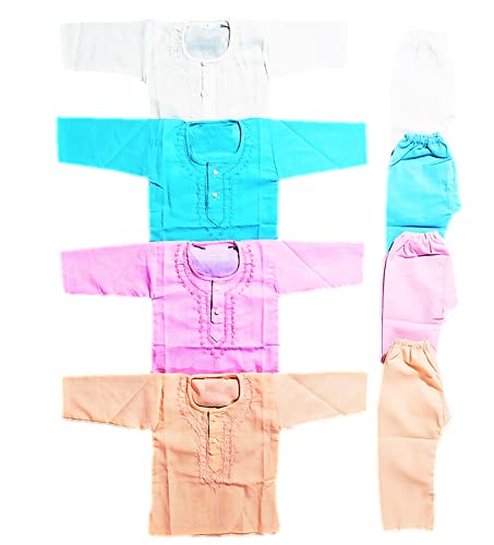 Jimmy Jammy Baby Boys Traditional Ethnic Wear Handloom Cotton Kurta with Pyjama - Pack of 4 Kurta & 4 Pyjama | Size 0 Months Up to 18 Months