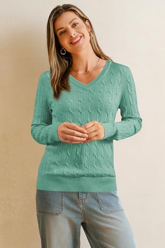 Image of Arach&Cloz Women's Wool Blend Fall Sweaters Business Casual Outfits 2026 | Soft&Breathable Pullover, Long Sleeve, V-Neck, Relaxed Fit Workwear, Business Casual, Teacher Outfits