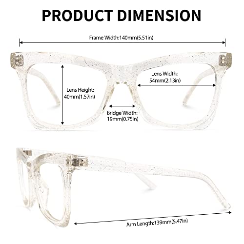 Image of Zeelool Stylish TR90 Oversized Butterfly Glasses with Non-prescription Clear Lens for Women Yaritza OT006813-02 Crystal