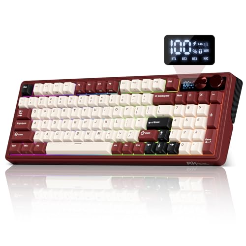 RK ROYAL KLUDGE M100 Wireless Mechanical Keyboard w/Screen & Dual Knobs, Tri-Mode Gasket Mount...