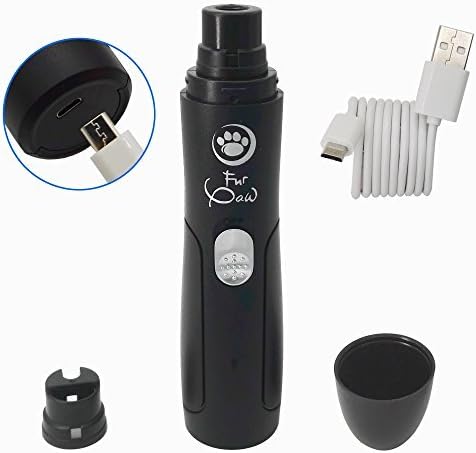 Wireless Pet Nail Grinder for Dogs, Cats | Safe, Quiet & Painless Electric Trimmer Grooming Kit with Rechargeable Battery & USB Port (Black)