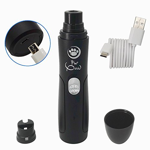Wireless Pet Nail Grinder for Dogs, Cats | Safe, Quiet & Painless Electric Trimmer Grooming Kit with Rechargeable Battery & USB Port (Black)