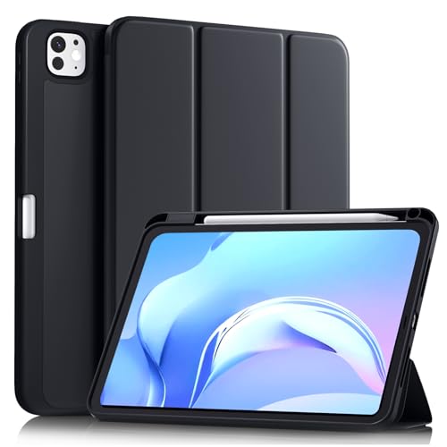 Akkerds for iPad Pro 11 Inch Case (M5/M4) 2025/2024 6th/5th Generation with Pencil Holder for iPad Pro Case 11 Inch with Trifold Stand Protective Cover/Soft TPU Back Auto Wake/Sleep Black