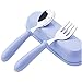 Juego de Tenedores y Cucharas para Infantil, Vajilla de Acero Inoxidable, Utensilios para Infantil, Cucharas, Tenedores con Caja de Cubiertos, para la Alimentación de Infantil (Azul)