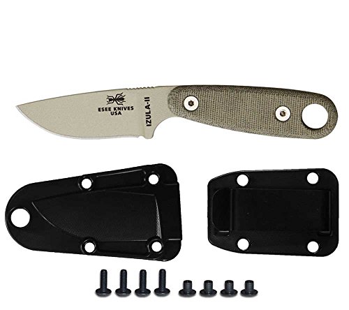 ESEE Knives Izula II Knife with Molded Sheath and Belt Clip Plate (Desert Tan) - ESEE