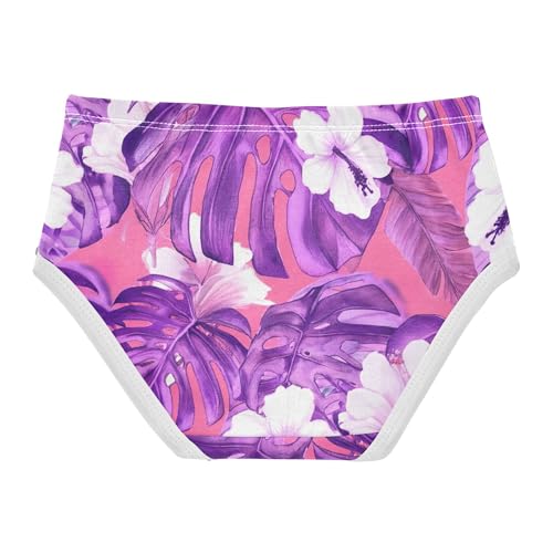 Cotton Toddlers Underwear Floral Tropical Purple Monstera Leaves Girl Panties Cute Print Briefs Underpants 2t2