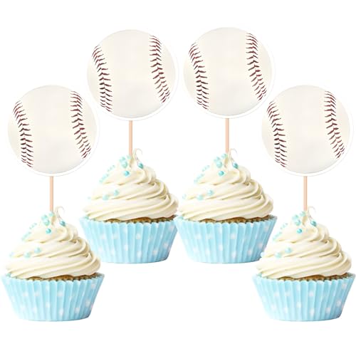 Finduat FD-BASEBALL CUPCAKE TOPPERS 48 Pcs Baseball Cupcake Toppers Double-Sided Baseball Players Sports Theme Cupcake Picks Baseball Sport Theme Baby Shower Kids Birthday Party Cake Decorations Supplies cover