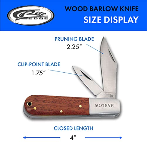 Szco Supplies 210601 Rite Edge : 4 Inch Wood Handle Dual Blade Barlow Knife thumb #2