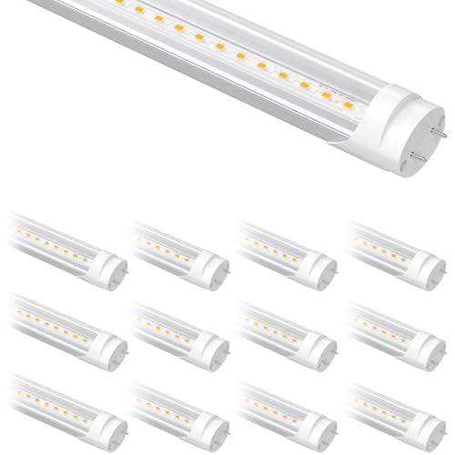 Image of 12-Pack Fluorescent Light Bulbs Replacement 4FT, T8 LED Bulbs 4 Foot Type A+B, 24W (65W Equivalent) 3200LM, 3000K Warm White, 48 Inch Tube, F32T8 or F40T12 LED Replacement, Non-Dimmable