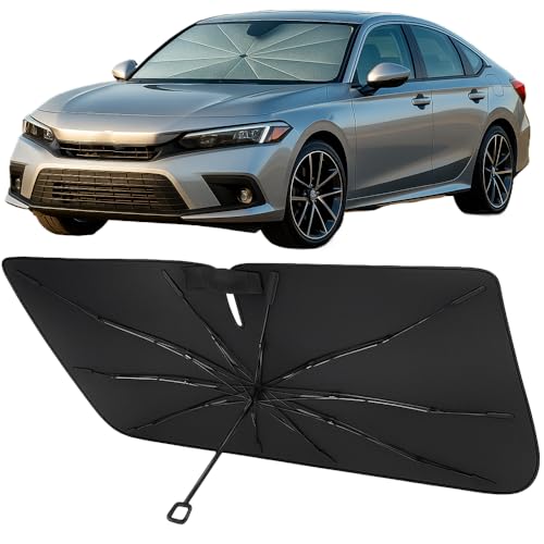 Image of Proadsy Custom Fit Windshield Sun Shade Umbrella for 2022-2026 Honda Civic | Advanced Ice Crystal Material, -54F Cooler, Zero-Gap Sunblock, Instant Setup & Foldable Design for Summer Parking, Daily Use