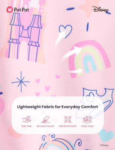 Image of Disney Outfits for Girls Long Sleeve Shirt Pocket Pant Toddler Sweatsuit | Officially Licensed丨Girls Clothes丨2-Piece Outfit丨Allover Print丨Ruffle Shoulder丨Jogger Pants丨Soft Feel丨Easy Care丨Mix & Match