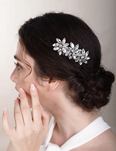 Chargances Bride Wedding Crystal Flower Hair Comb Colorful Rhinestone Hair Side Comb Fashion Handmade Headpiece Hair Accessories For Bridal Wedding Prom Flower Girl (Colorful) #TOP2