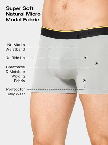 Image of Bummer Men's Finest Modal Underwear with Ultra Soft 4-Way Stretch Fabric for Ultimate Comfort - Anti-Bacterial & Breathable Solid Trunks Innerwear Combo Pack for Men