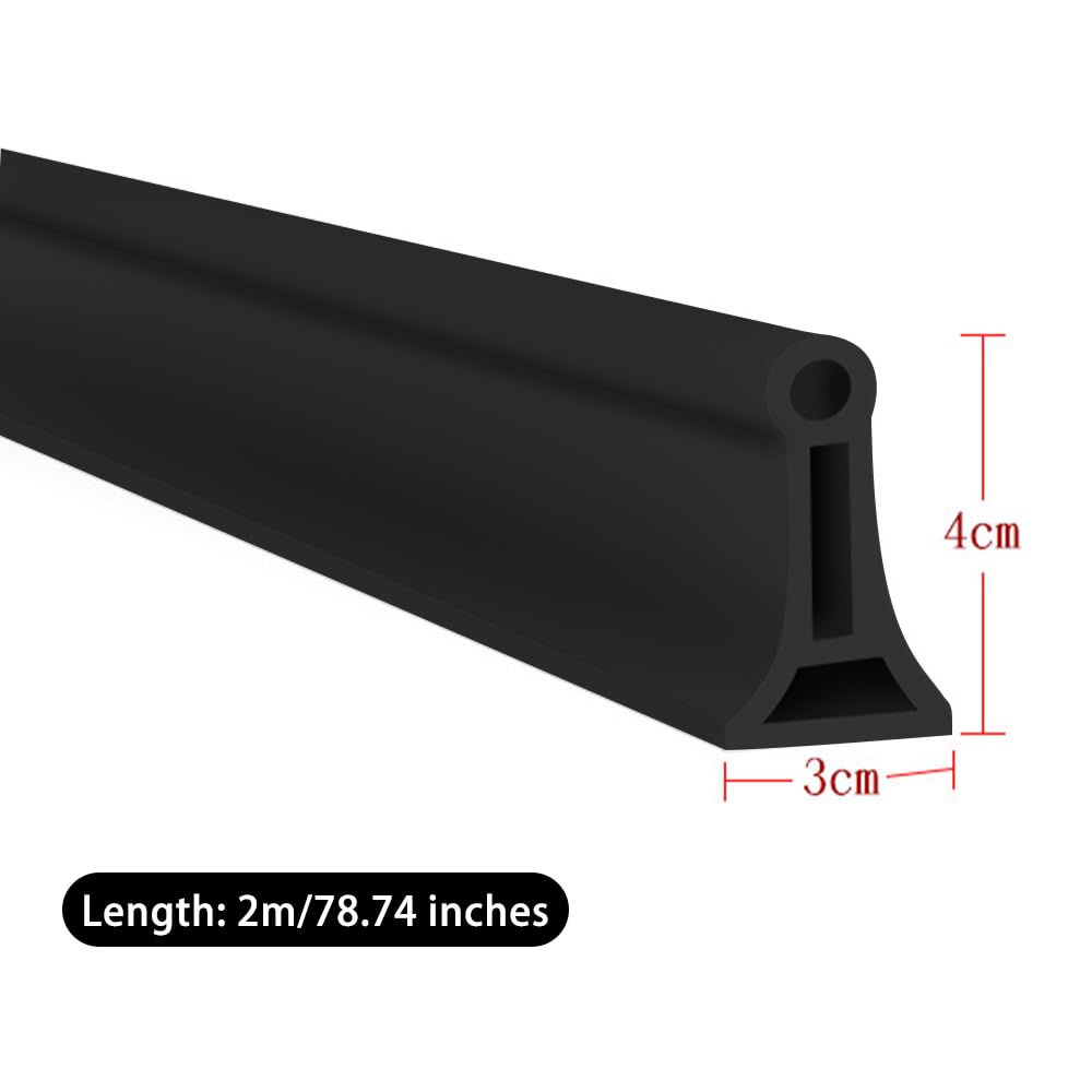 Barriera Doccia Ferma Acqu, 2M Soglia Doccia Autoadesiva Striscia di Chiusura in Silicone per il Bagno Pieghevole Bagno Acqua Barriera Ferma Acqua (Nero)