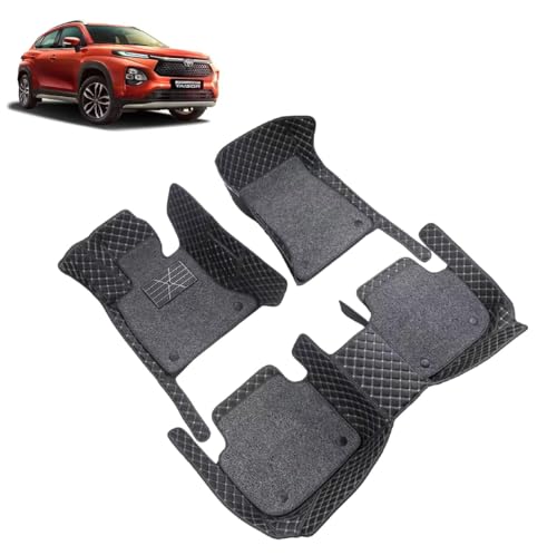 Image of Auto Hub 7D Car Floor Mats Compatible with Taisor, Leatherette, 100% Waterproof & Washable, Taisor Car 7D Floor Mat, Black