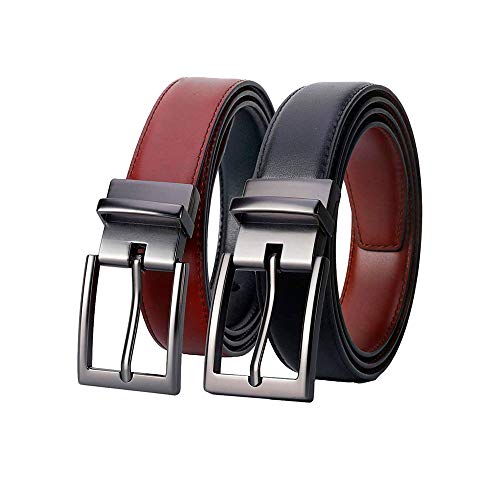 Cinto Social Masculino Dupla Face Preto + Marrom com Fivela Presente Homem