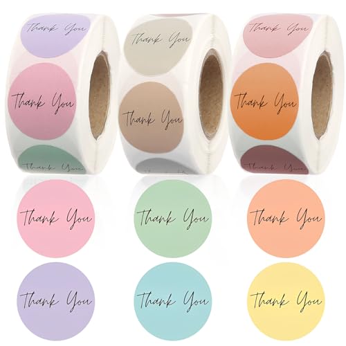 1500 Stück Thank You Sticker 25mm Bunte Sticker Rolle Danke Aufkleber Dankeschön Aufkleber Danke Etiketten Selbstklebend Danke Hochzeitssticker für Geschenktüten Deko Verpackung