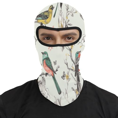 Pasamontaña térmico para hombre y mujer con estampado de pájaros y flores, máscara facial para esquí, motocicleta y clima frío miniatura 2