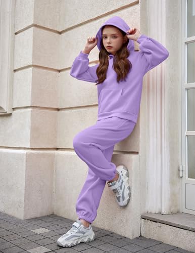 Image of Arshinet Girls 2 Piece Outfits Hoodie Sweatsuit Sets Oversized Sweatshirt and Baggy Fall Fashion Sweatpant with Pockets