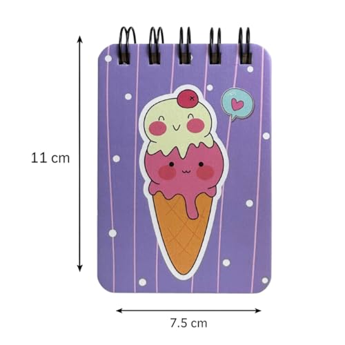 Image of Spiral Pocket Notebook (7.5 x 11 cm) | Cute Mini Notepad | Small Handy Notebook for School, Office & Personal Notes (Cone)