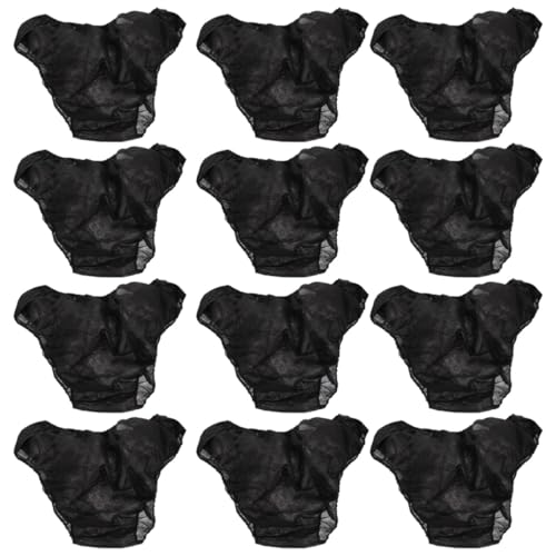 ERINGOGO Bragas Desechables Negras para SPA y Hotel Ropa Interior Transpirable Uso Talla Única Unisex Paquete de 12 Piezas Calzoncillos Gruesos y Elásticos para Viaje y Uso Cómodo