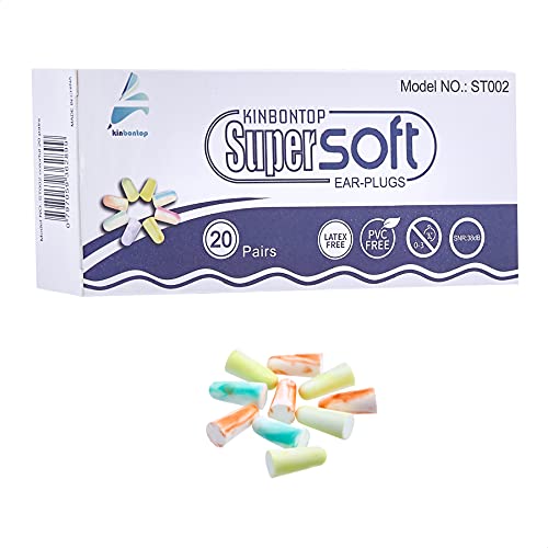 Kinbontop 20 paires de bouchons d’oreille en mousse souple, rapport