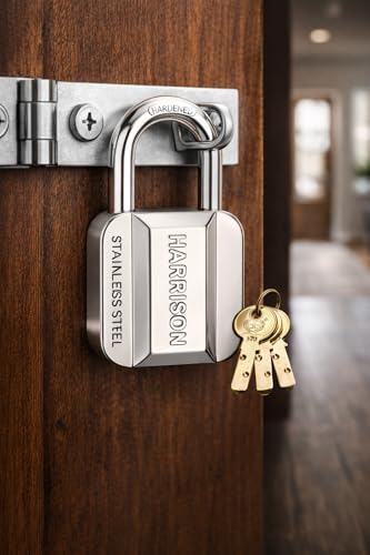 Image of Harrison Padlocks /Square Padlock 60mm with 3 Keys 0584 Pack of 1 /Padlock, Padlocks, Locks for Home, Locks for Main Door, gate Lock