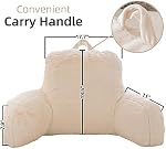 A Nice Night Faux Fur Reading Pillow Bed Wedge Large Adult Children Backrest with Arms Back Support for Sitting Up in Bed/Couch for Bedrest,Ivory,Large