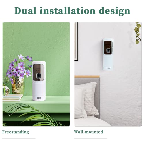 Household World Automatic Air Freshener Dispenser, Led Display Wall Mount/Freestanding Battery Powered (Not Included) Aerosol Spray Dispenser For Home, Bathroom, Hotel, Office, Commercial (White) #TOP2