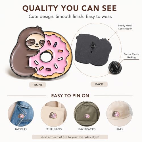 Image of 5Pcs Cute Coffee Cat Sloth Enamel Pin Set Cartoon Animal Coffee Cup Brooch Badges, Funny Lapel Pins for Backpacks, Jackets, Bags, Coffee Lover Gift