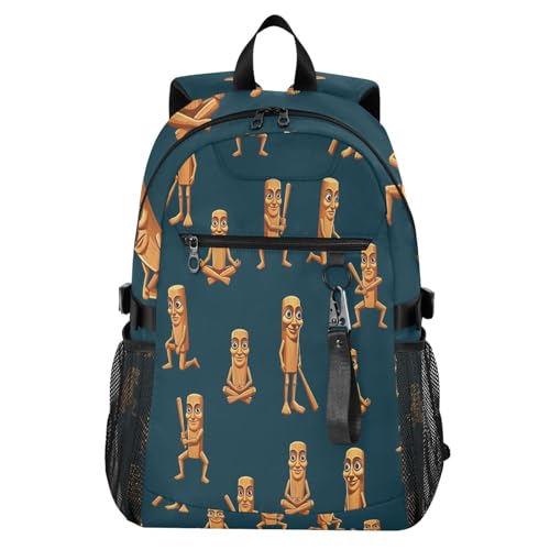 ALAZA Brainrot Tung Tung Tung Sahur (9) Backpack for Women Men 23L Water Resistant Twill Daypack with 14 Inch Laptop Compartment Wide Open Aesthetic School Bag for Travel Work