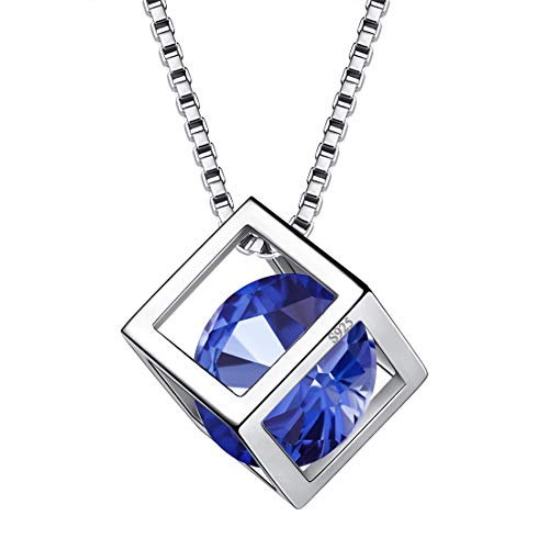 Birthstone Necklace/Earring 925 Sterling Silver Women Cross/3D Cube/Cresent Moon Birth Stone Jewelry Mens Birthday Gift Anniversary Present