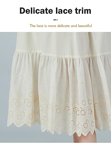 Image of BEAUTELICATE Half Slip Skirt Extender 100% Cotton Vintage Underskirt with Lace Embroidery
