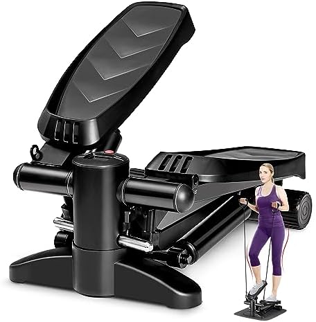 ZENOVA Steppers for Exercise, Mini Stepper, Stair Stepper with Resistance Band, Digital Display, Hydraulic Fitness Stepper Exercise Workout Equipment for Home Workout 330 Weight Capacity