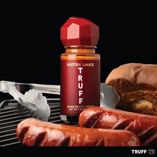 Image of TRUFF Hotter Sauce 4-Pack Mini Set, Portable Travel Bottles of Gourmet Hot Sauce, Black Truffle and Chili Peppers, Gift Idea for the Hot Sauce Fans, An Ultra Unique Flavor Experience (1.5 oz, 4 count)