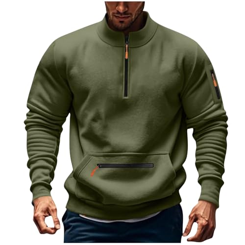 symoid Quarter Zip Up Mens Sweatshirts Crewneck Pullover Oversized Long Sleeve Solid Color Casual Fall Winter Trendy Clothes