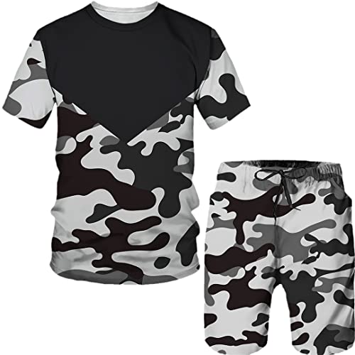 Survêtement d'été pour homme imprimé camouflage 3D léger contre la chaleur en taille L