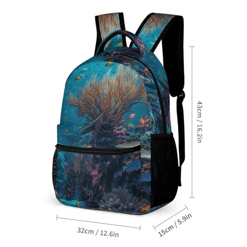Fish Backpack Set Lightweight Bag Lunch Box Pencil Bags for Women Men Bookbags 3 in 12