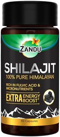 Zandu Shilajit Capsules, Infused with Goodness of Natural Shilajit Extracts, Helps Boost Immunity & Energy, Supports Metabolism -Pack Of 60 Vegetarian Capsules