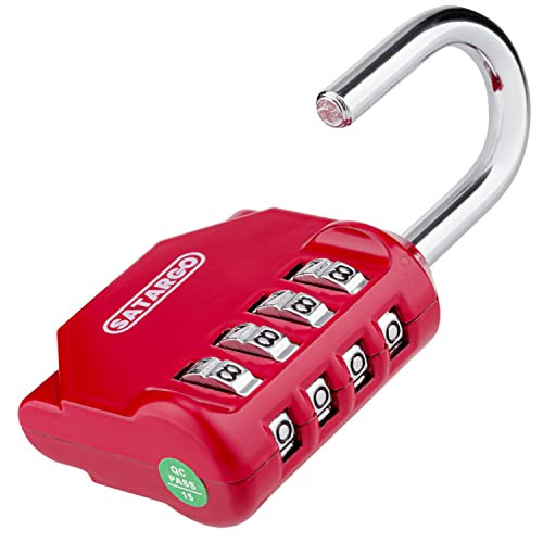 Image of 4 Digit Combination Lock for Locker Room Lock - Cut Resistant Gym Locker Lock with Code - Indoor Outdoor Padlock Small Combo Lock (Red, 2 Pack)