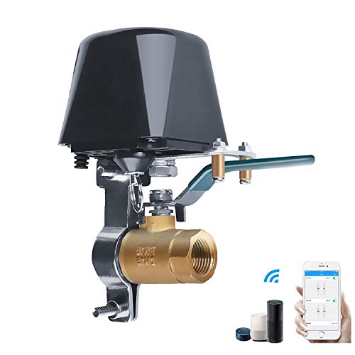 ECOOLBUY - Válvula de cierre inalámbrica con sensor de válvula de agua/gas, compatible con Alexa y Google Home, asistente iOS/Android APP, fácil de instalar