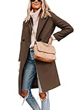 Hooever Women's Winter Wool Coat Casual Notch Lapel Single-Breasted Peacoat(1Brown-L)