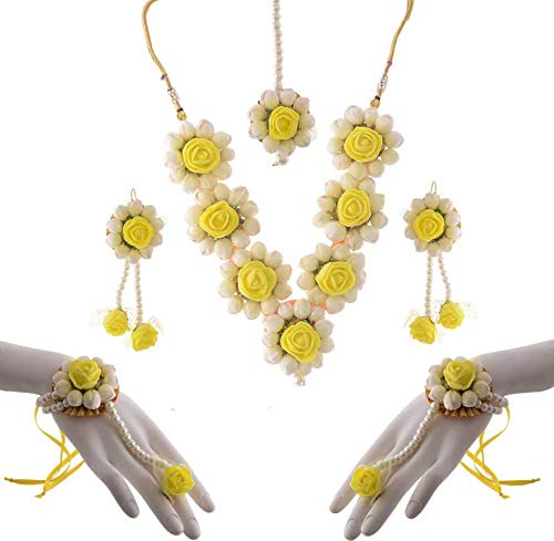GINNI COLLECTION Flower Designer Jewellery Set for Women & Girls (Mehandi/Haldi/Bridal/Baby Shower/Marriage/Wedding) (Yellow) (B0CW1J34S2) Amazon Price History, Amazon Price Tracker