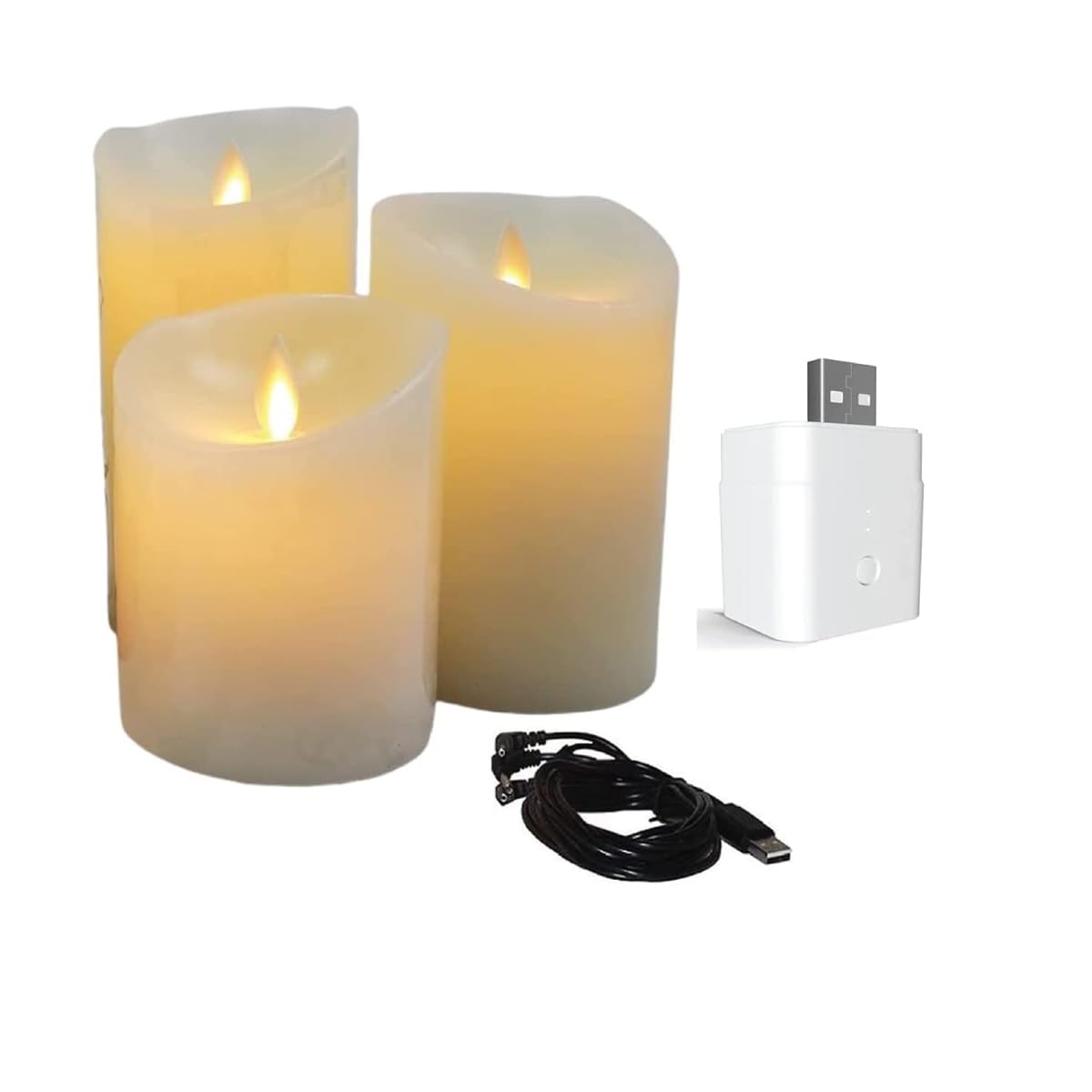 UBREW USA Smart Home Candles. USB Powered. Flameless Safe Electric Extra Bright Real Wax Pillars LED Candle. Dorm Room Safe. Flickering. Compatible with Alexa, Google Assistant, IFTTT.