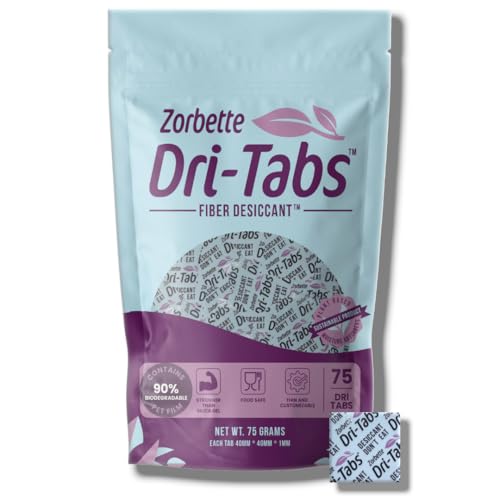 Zorbette Dri-Tabs | Food-Safe Moisture Absorbers â€“ Keep Fruits, Veggies, Snacks, Bread & More Fresher, Longer! Eco-Friendly, Plant Based Desiccant That Replaces Silica Gel Packets - 75pk (Magenta)
