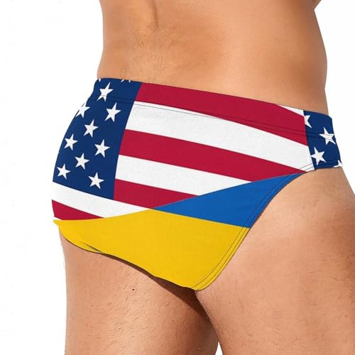 U.S. Ukraine Flag Mens Swim Briefs Sexy Bikini Swimwear Bathing Suits Trunks3