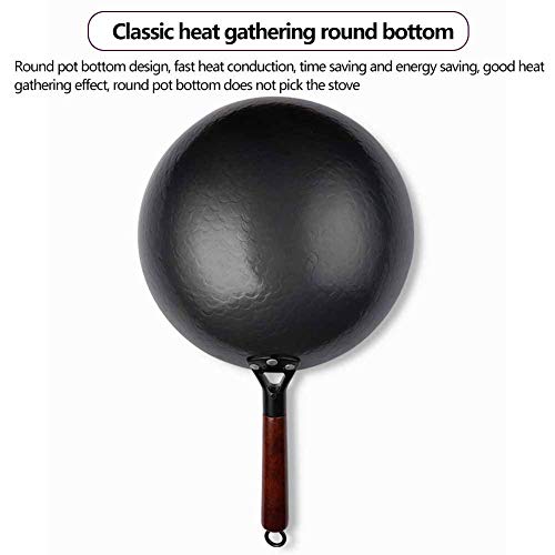 Wok de hierro fundido con fondo redondo antiadherente 30 cm miniatura 5